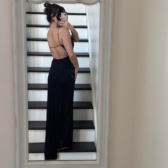 Stunning Vtg 2000s backless beaded Maxi Dress *flaw* - Picture 1 of 8